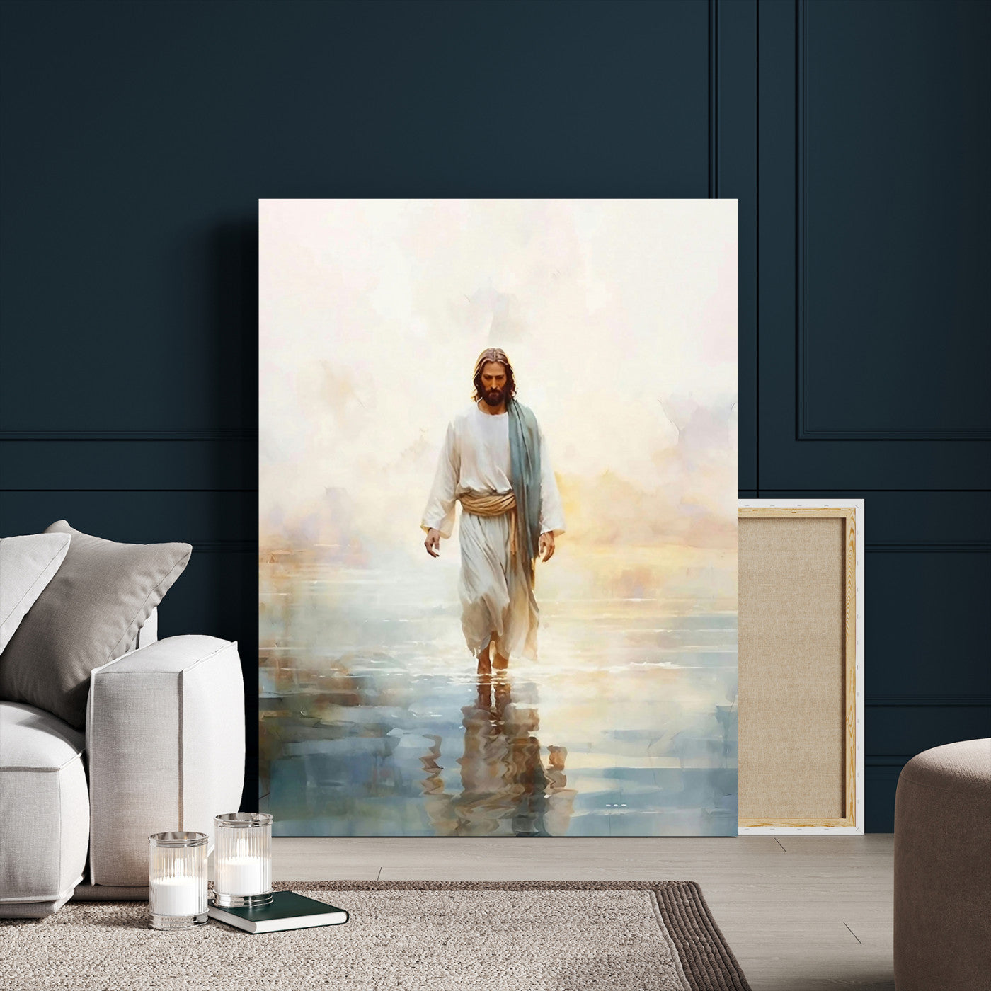 MGV-CV-24X36 - Jesus Walking on Water Wall Art Canvas Print, Christian Wall Art Print, God Jesus Print