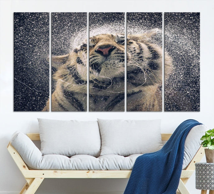 Tiger and Rain Canvas Print