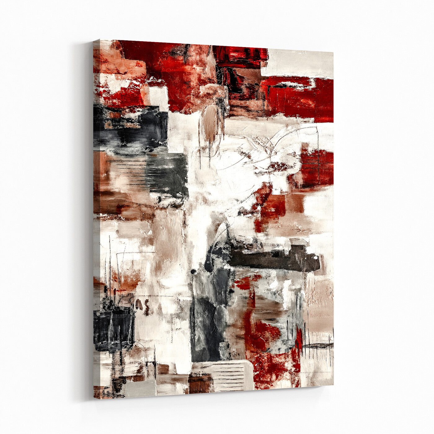 23953633-MGV-CV-24X36 - Blue Teal Abstract Canvas Wall Art | Modern Textured Painting Print, Navy Orange White Contemporary Art, Neutral Living Room Decor, Office Art
