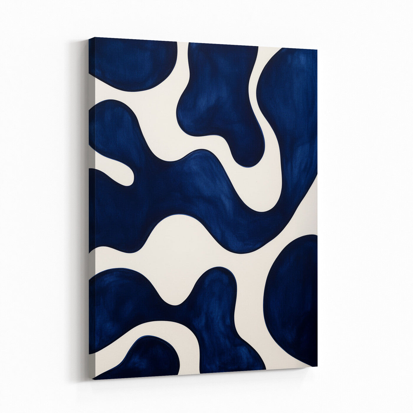 37225955-MGV-CV-24X36 - Minimalist Navy Blue Abstract Canvas Wall Art Organic Shapes Painting Print