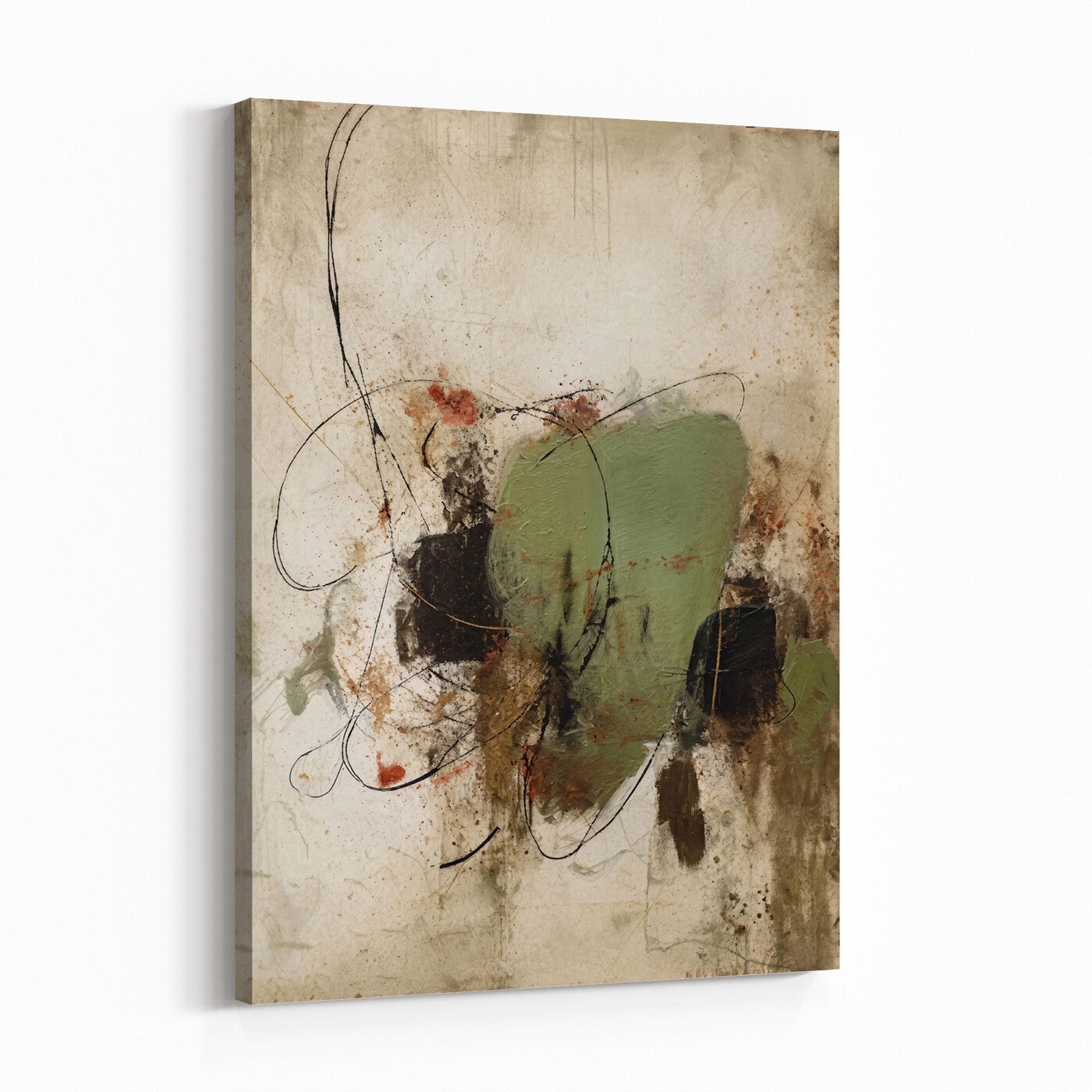 18219840-MGV-TP-24X36 - Sage Green Abstract Canvas Wall Art Textured Neutral Mixed Media Print for Home Decor