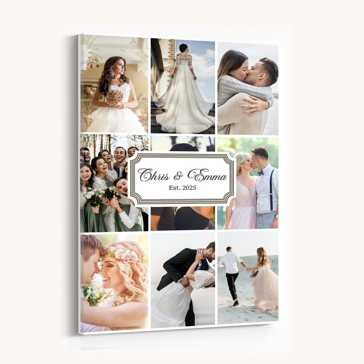 Personalized Wedding Photo Collage Canvas Print, Custom Couple Gift