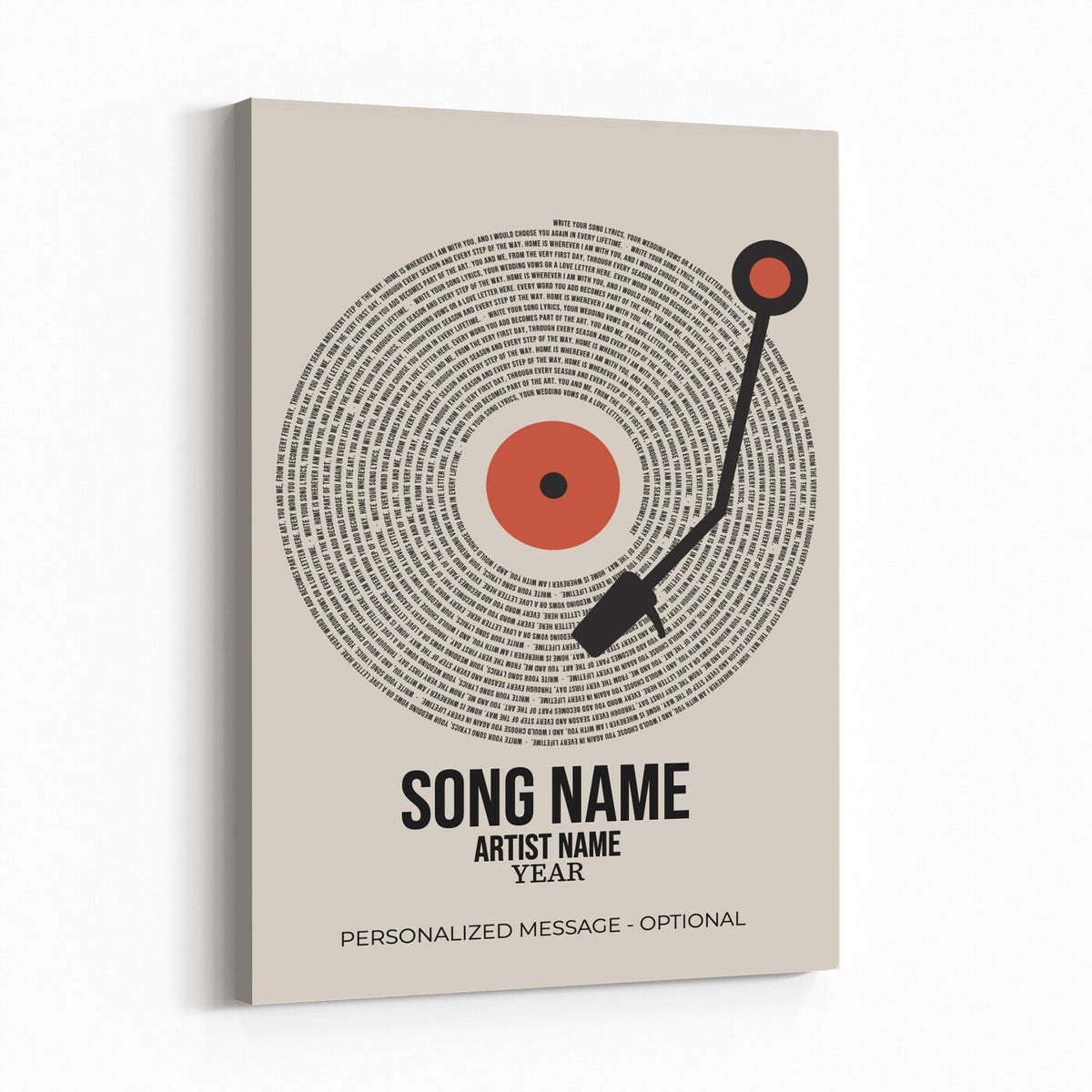 96475288Plak-_Poster-30x20 - Song Lyrics Record Canvas Print – Personalized Vinyl Style Photo Wall Art