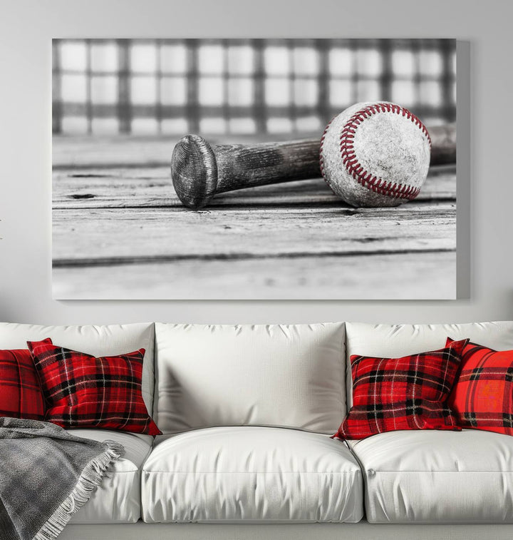 Impression d'art mural sur toile de baseball vintage