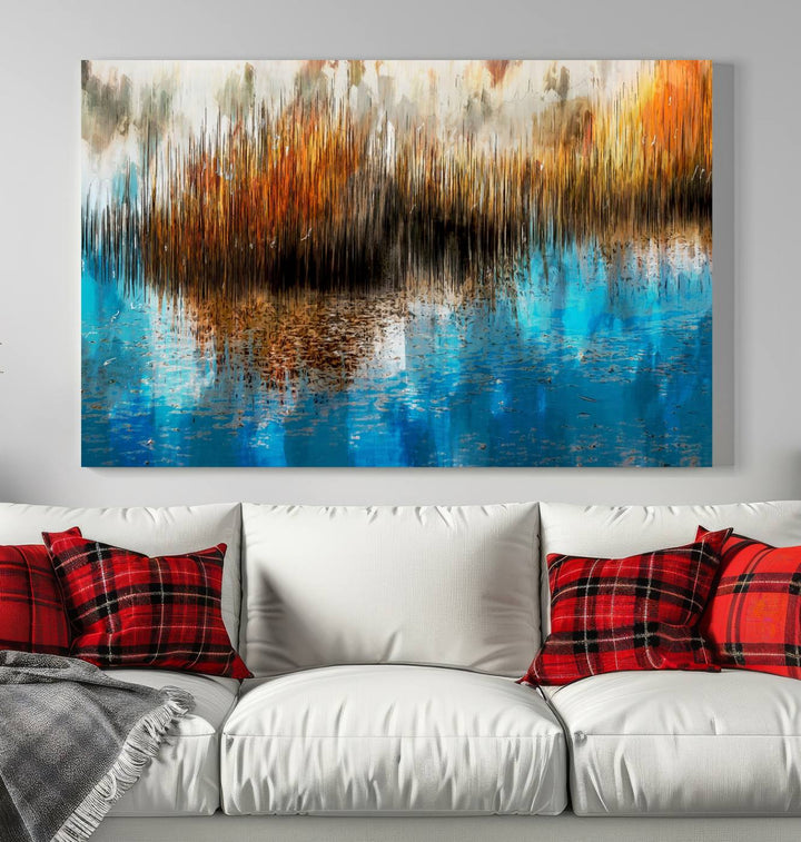 Restful Landscape Art Abstract Lake Canvas Print Wall Art