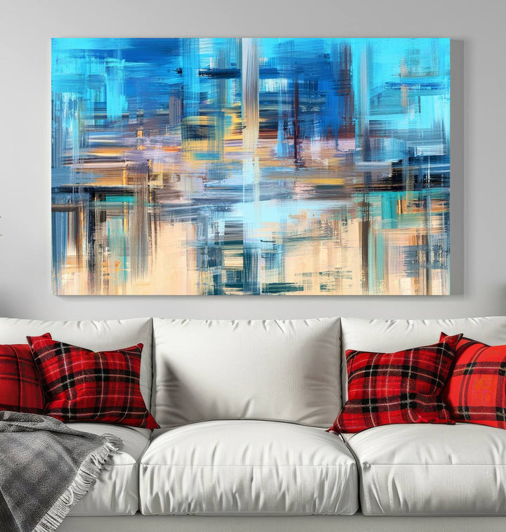 Contemporary Work of Art Blue Abstract Canvas Painting Wall Art Canvas Print