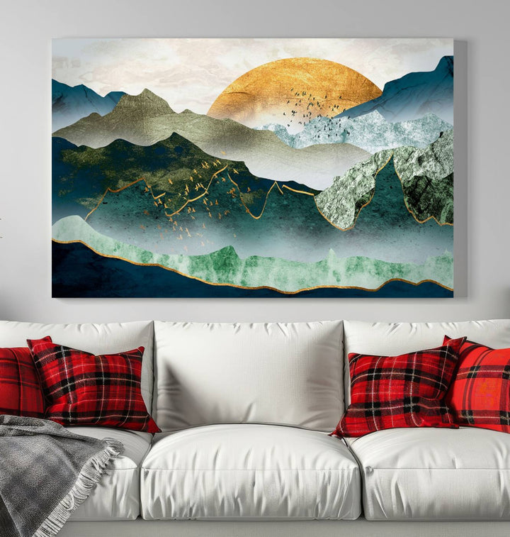 Cheering Sunrise Abstract Painting Canvas Art Print Abstract Landscape Wall Art