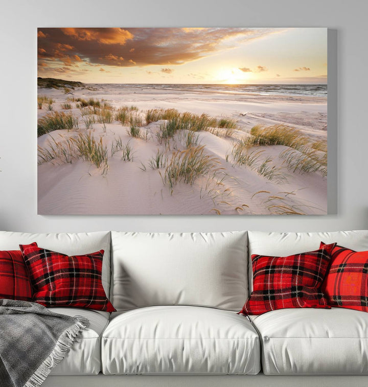 Ocean Beach Wall Art Canvas Print Sunset Artwork Print Coastal Wall Art