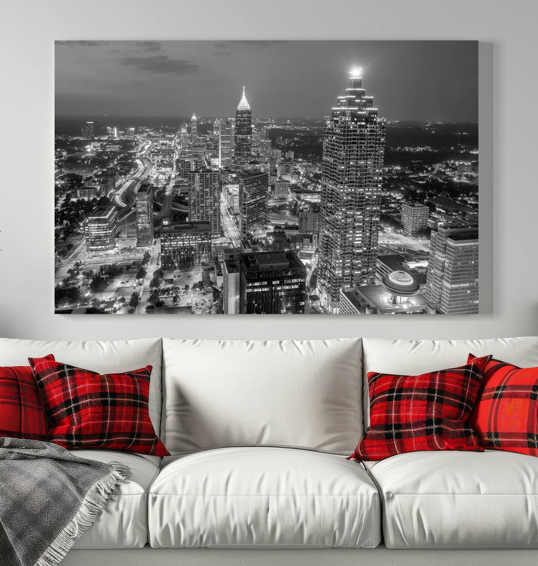 Large Atlanta City Skyline Wall Art Cityscape Canvas Print