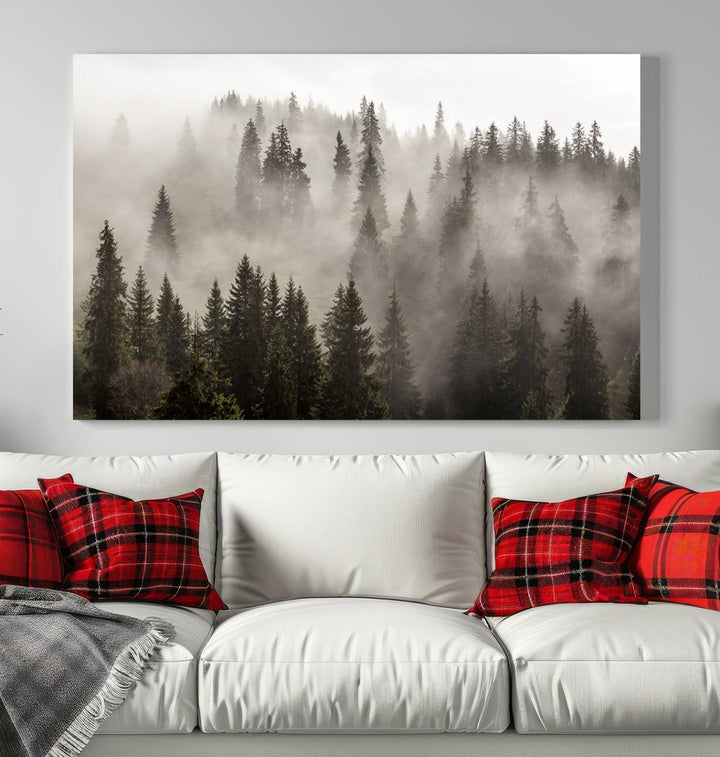 Foggy Forest Wall Art Canvas Print