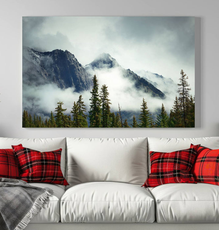 Misty Mountain Forest Wall Art Canvas Print