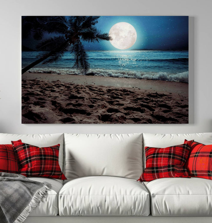 Moonglade Coastal Palm Tree Wall Art Canvas Print