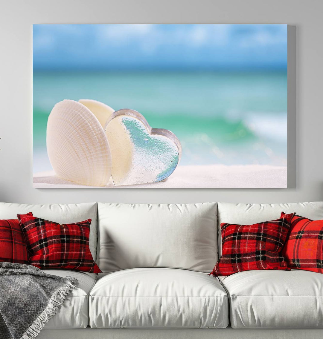 Impression sur toile d'art mural de coquillage d'amour de plage