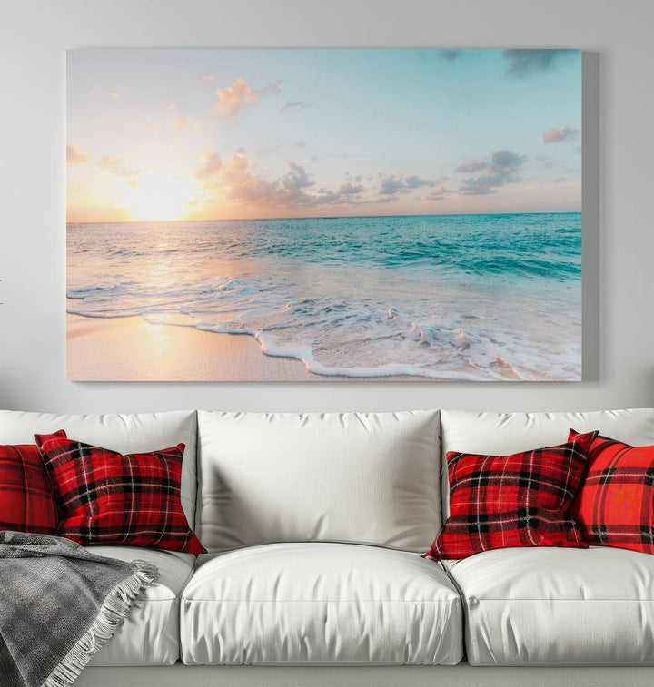 Arte de la pared de Sunset Beach Art Ocean Vibes Lienzo