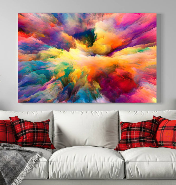 Arte de pared en forma de nube de colores vibrantes y ardientes Lienzo