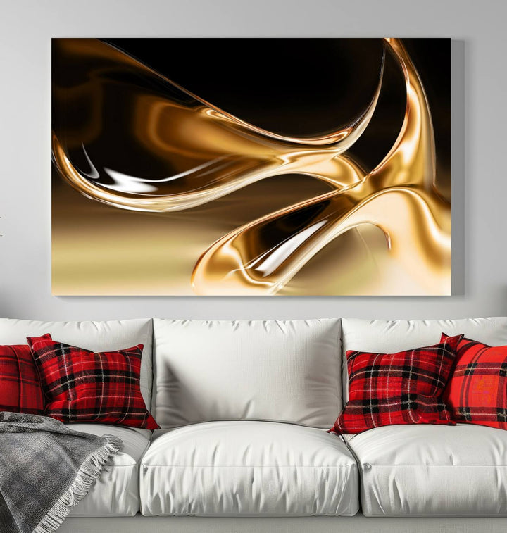 Liquid Glittered Luxury Gold Canvas Wall Art Print