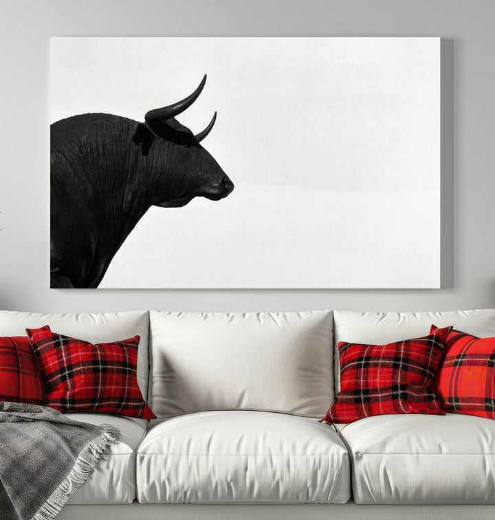 The Spanish Bull Wall Art Canvas Print is crafted on museum-quality canvases and is coated with UV-protective layers for lasting brilliance. It comes ready to hang, effortlessly enhancing your living space.