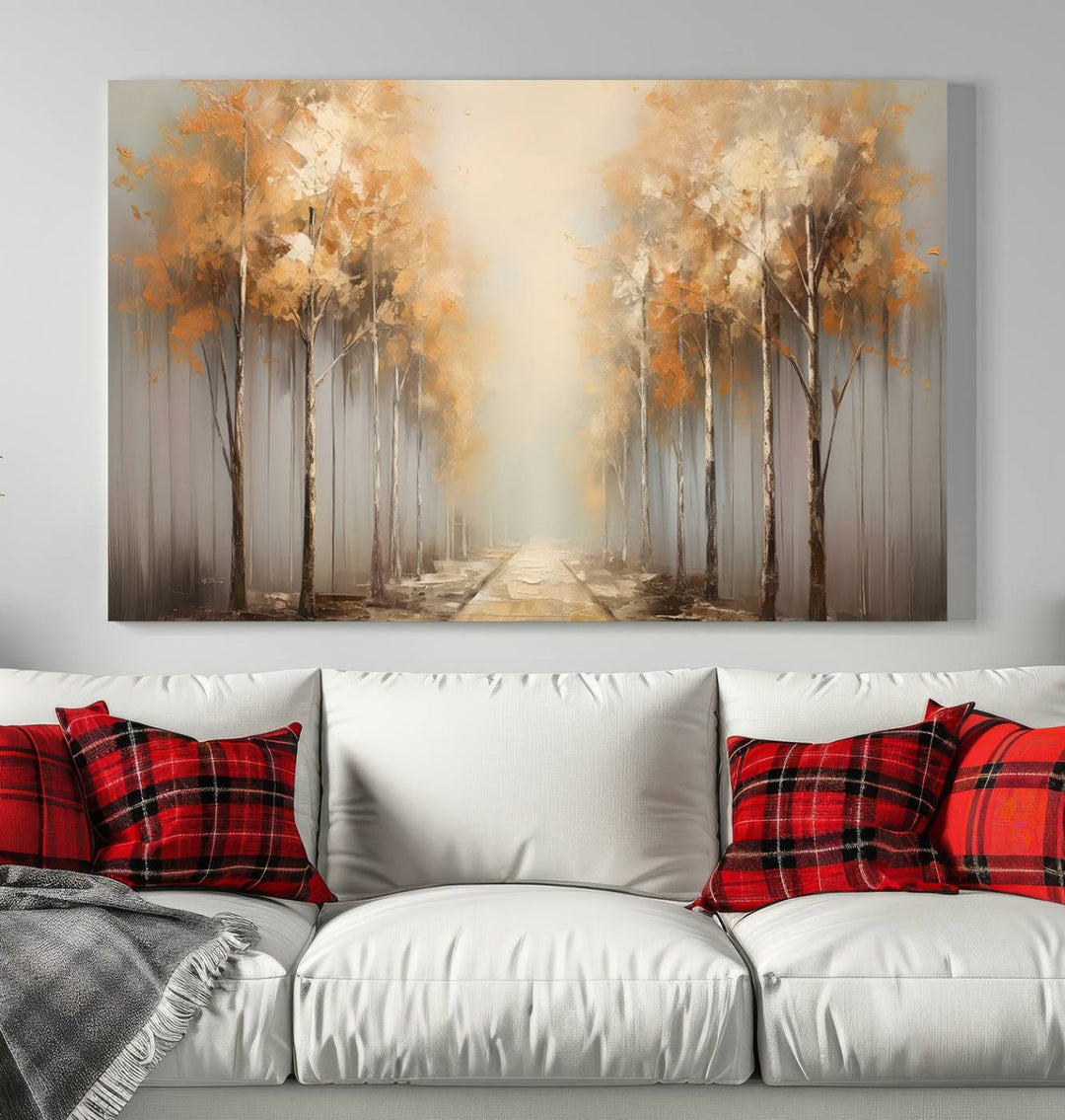 Autumn Forest Path Wall Art | Large Canvas Print for Living Room, Bedroom, or Office Decor | Forest Wall Art, 3 Panel Wall Art