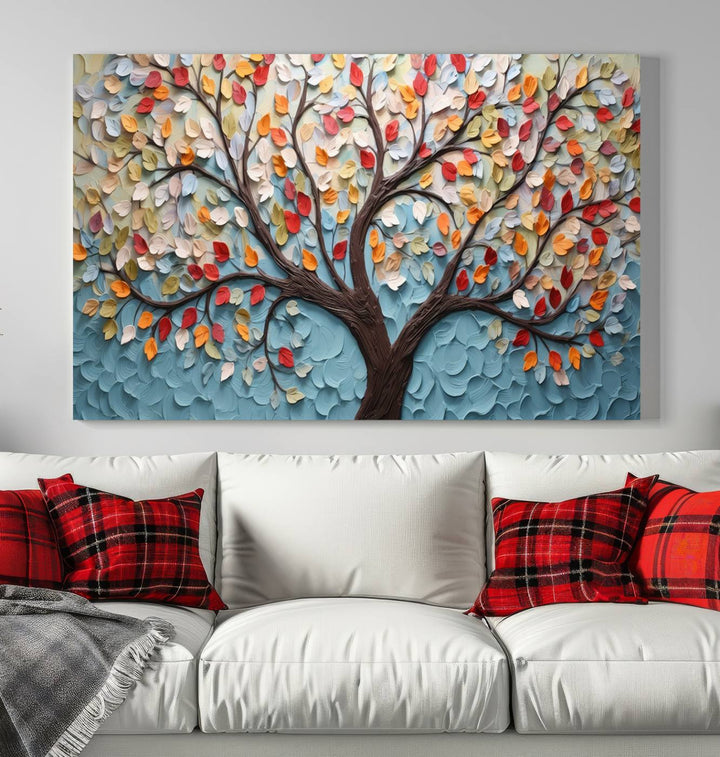 Impression sur toile d’art mural abstrait d’arbre et de feuille