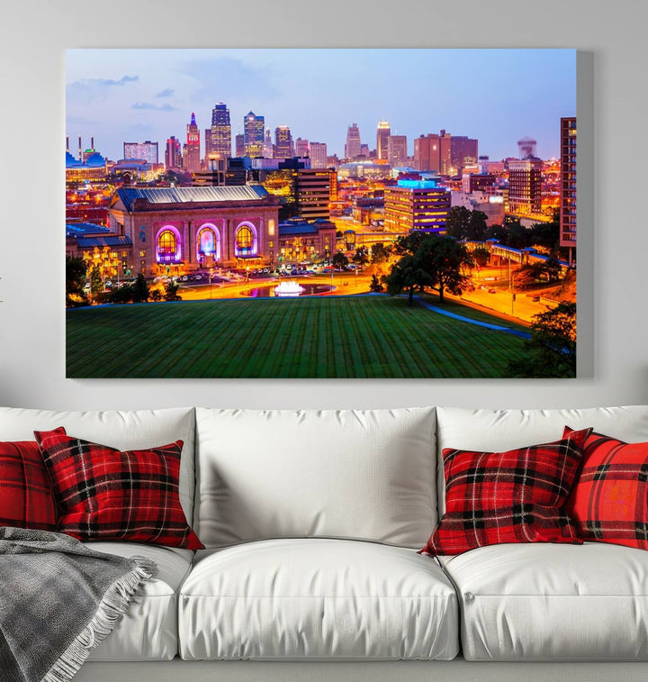 Impression sur toile de nuit de Kansas City, art mural et