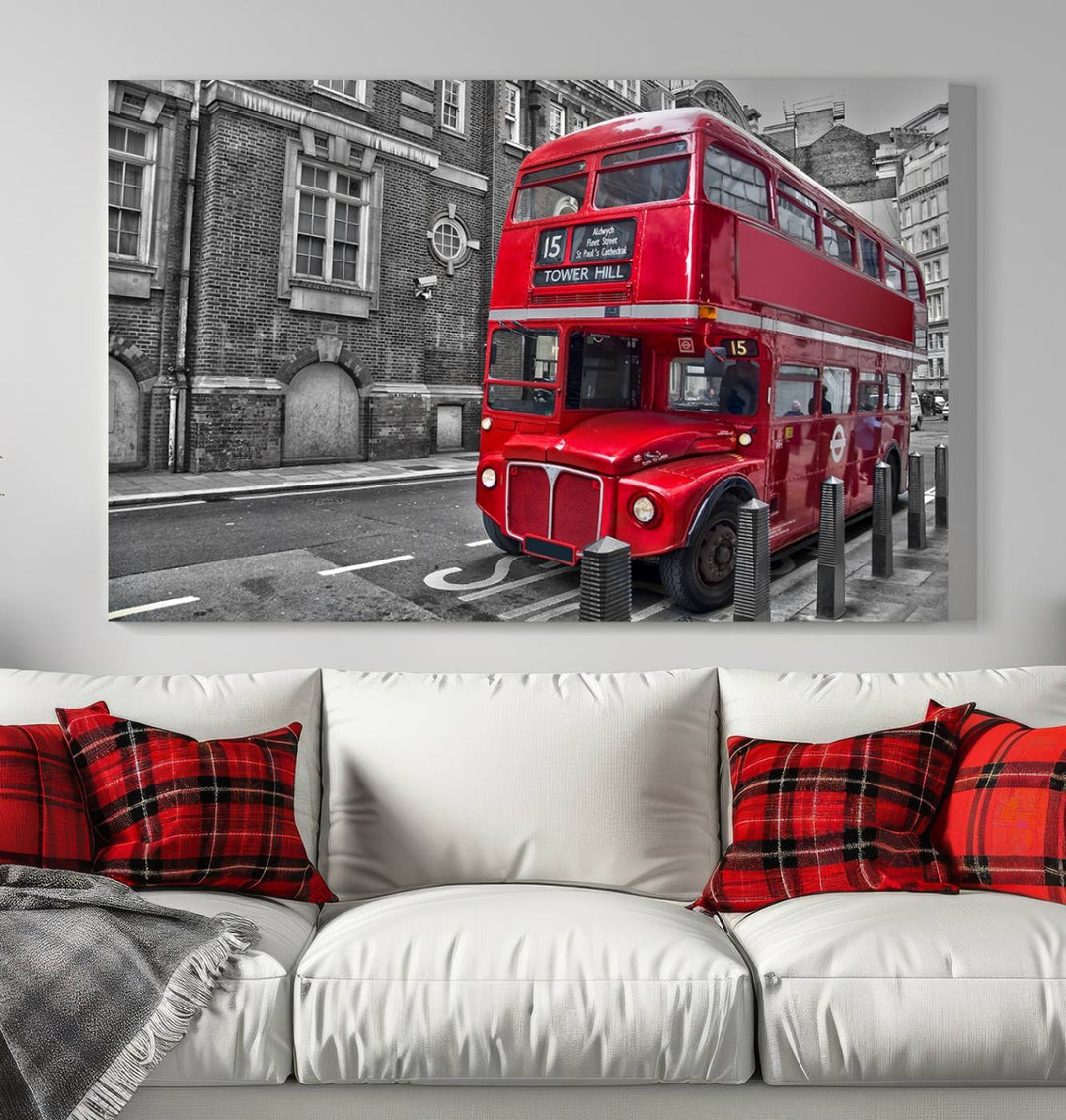 London Red Bus Wall Art, Red Telephone Club, London Night Canvas Print