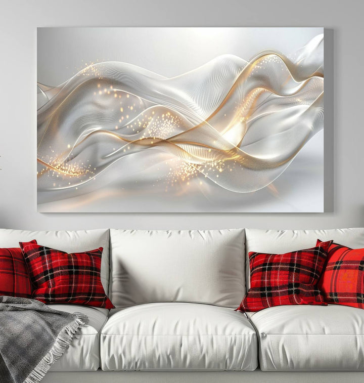 Abstract art Grey and Gold Lines Wall Art