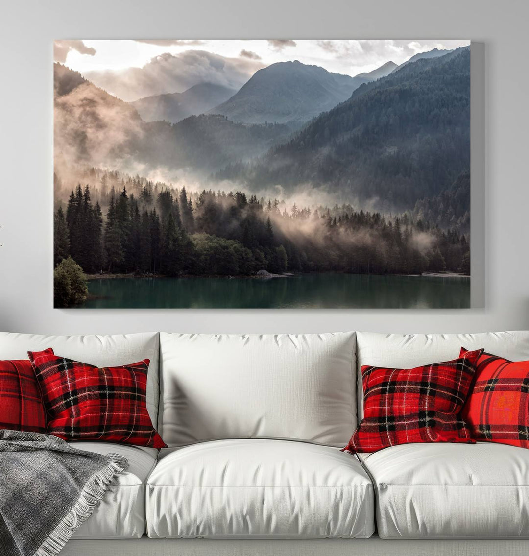 Impression sur toile Foggy Mountain Art sur toile forêt