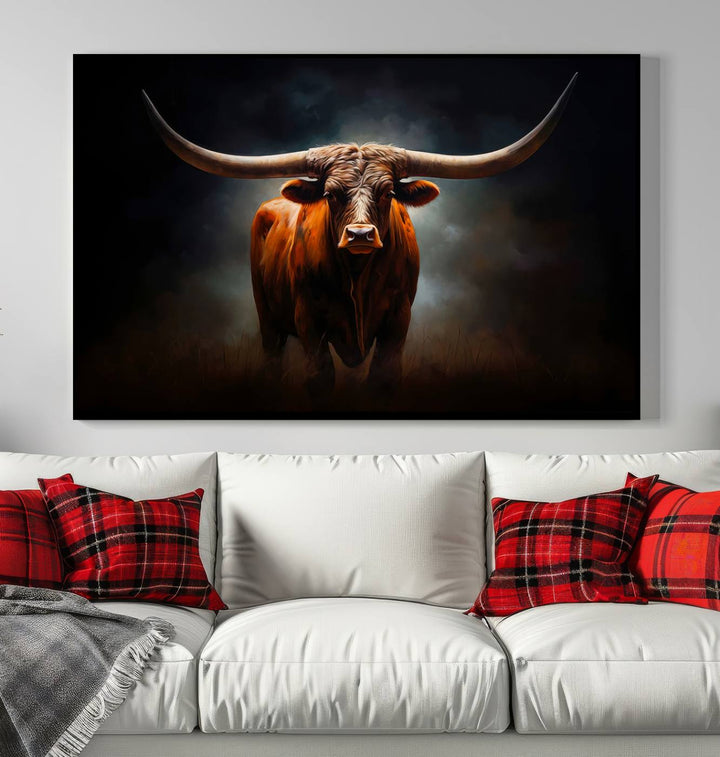 Longhorn Bull Wall Art Canvas Set – Bold Western Elegance for Rustic Home Décor