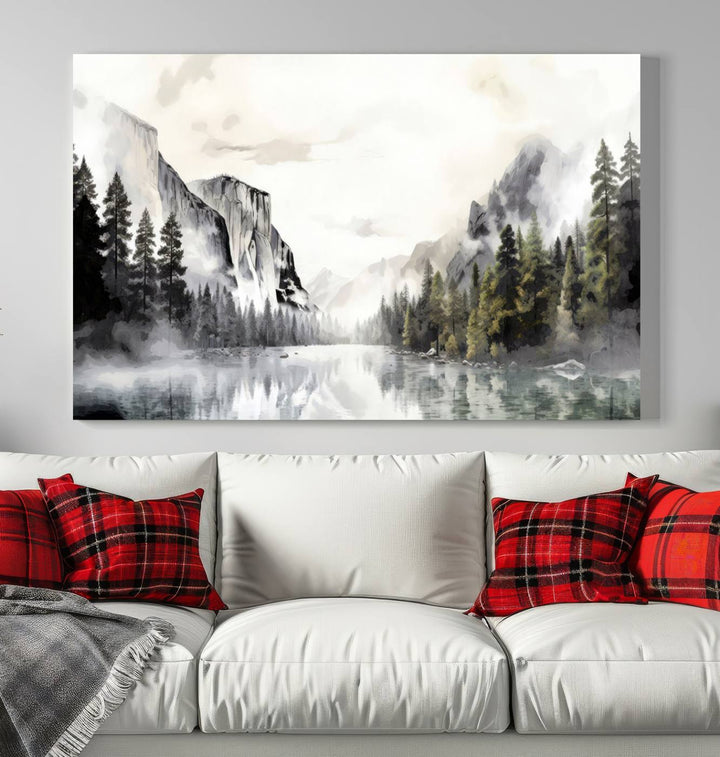 Yosemite National Park Watercolor Wall Art Canvas Print