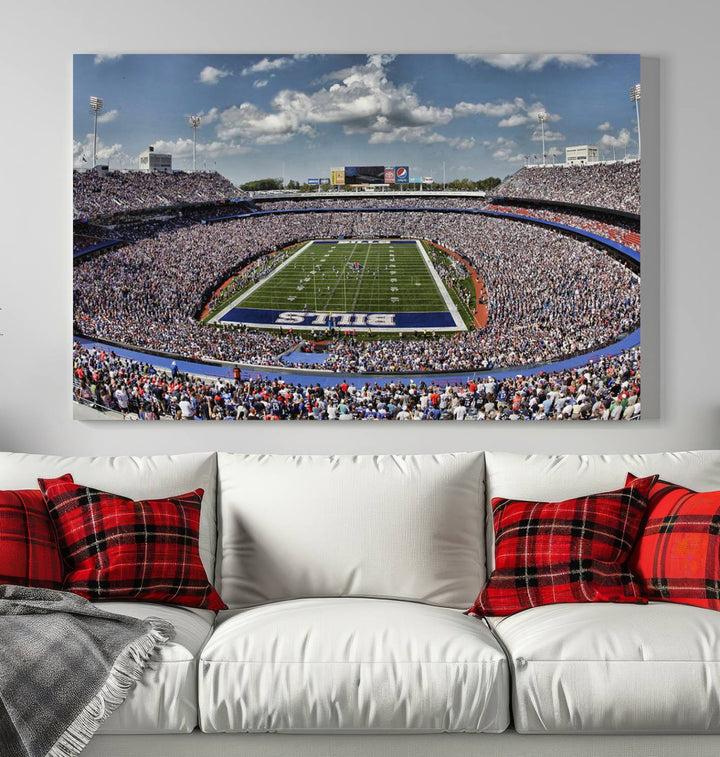 Buffalo Bills Football Team Print - Highmark Stadium Wall Art Canvas Print - Bills Stadium Game Day Triple Canvas Wall Art - Buffalo Bills NFL Match