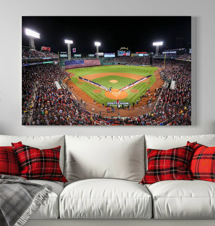 Fenway Park Postseason Triple Canvas Wall Art - Boston Red Sox Historic Game