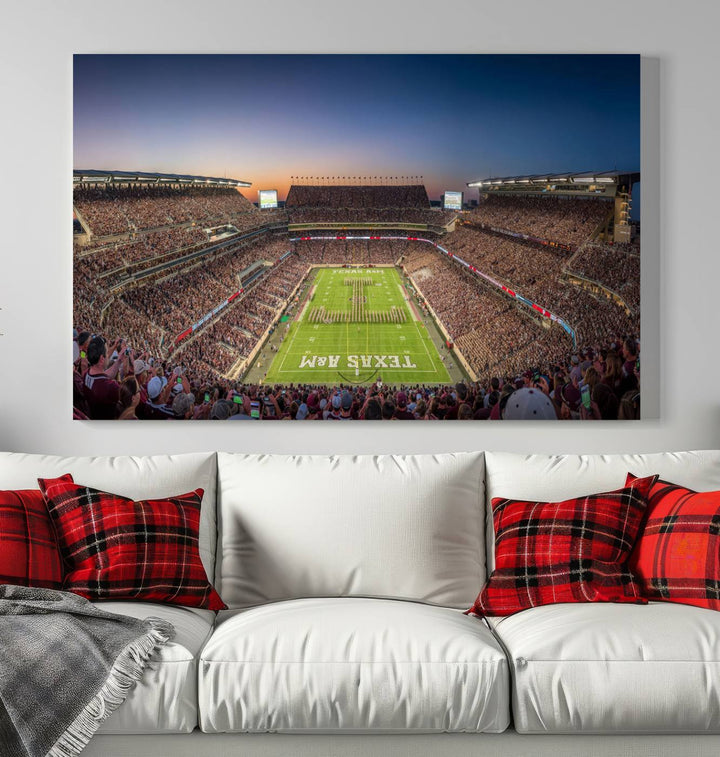 Texas A&M University Aggies Football Team Print - College Station Kyle Field Stadium Wall Art Canvas Print