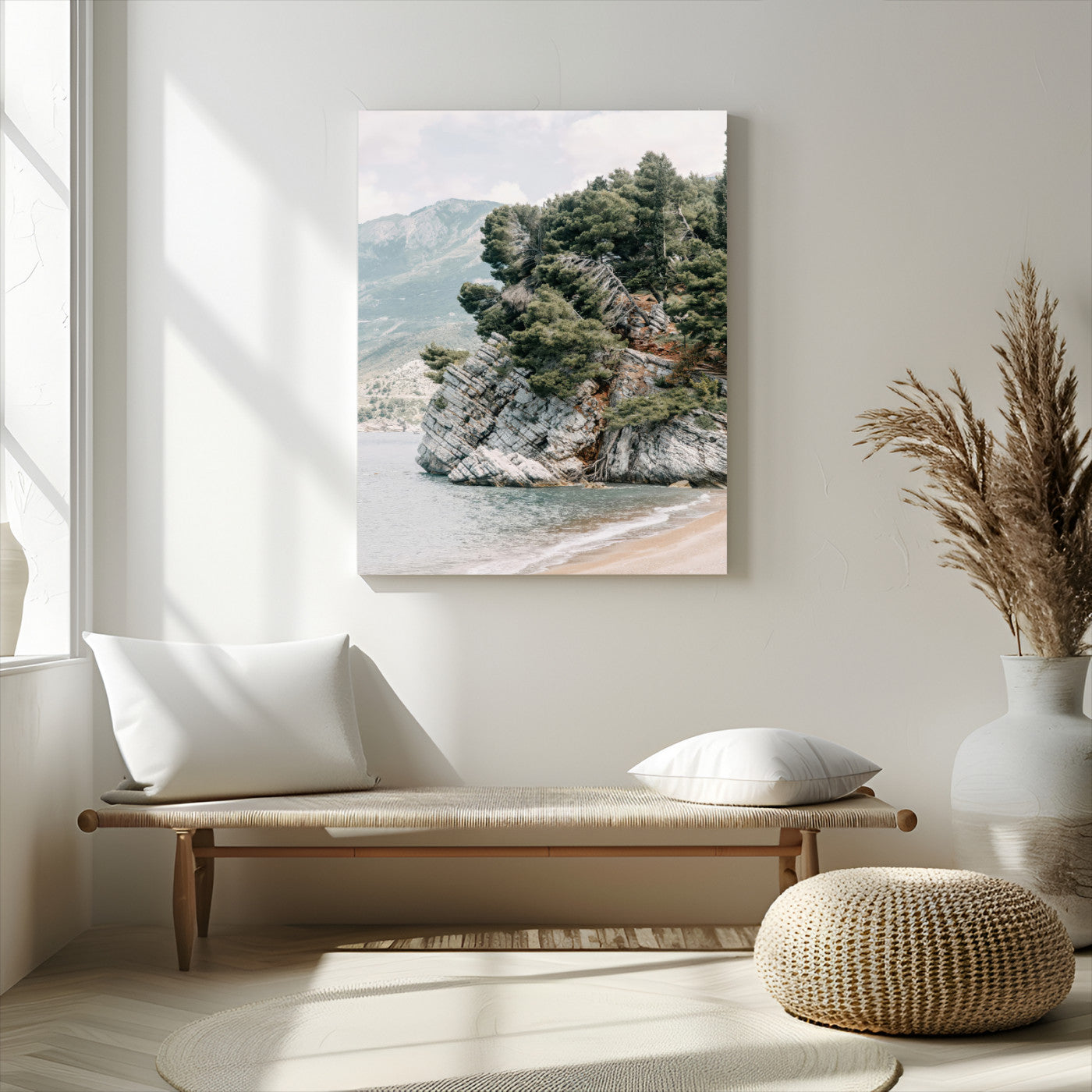 MGV-CV-24X36 - Beach Trees Wall Art Canvas Print, Framed Earthy Beachside Art Picture Print, Beachside Nature Perfect Rustic Coastal Decor Artwork