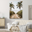 47319550-MGV-CV-36X24-Tropical Beach Wall Art Canvas Print, Framed Rustic Sand Art Picture Print, Palm Tree Perfect Coastal Decor