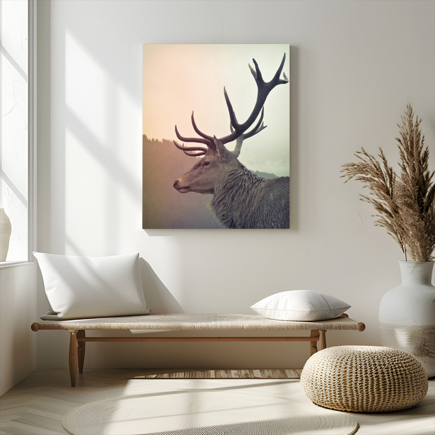 MGV-CV-24X36 - Deer Canvas Print Wall Art Canvas Print, Framed Woodland Animal Decor Art Picture Print, Rustic Lodge Wall Art Perfect Rustic Lodge Decor Artwork