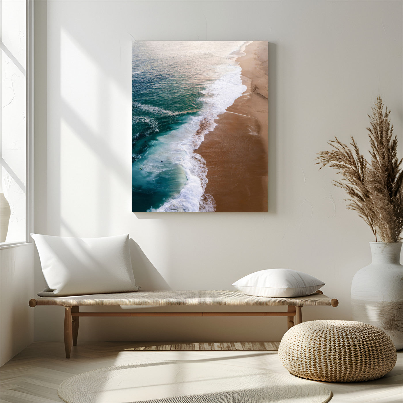 MGV-CV-24X36 - Serene Ocean Waves Beach Wall Art – Coastal Nature Canvas Print, Wrapped Canvas for Relaxing Decor in Living Room, Bedroom, Office