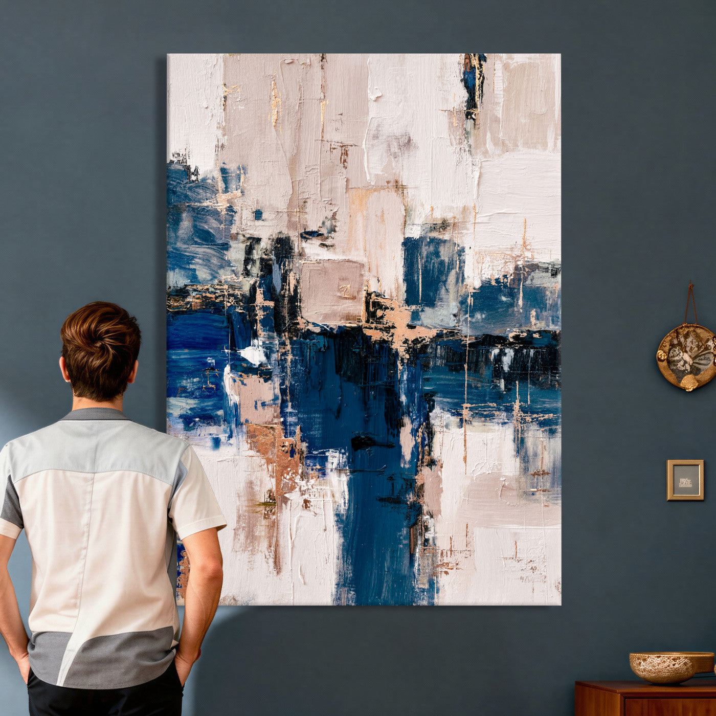33344787-MGV-CV-24X36 - Abstract Navy Blue Wall Art Canvas Print