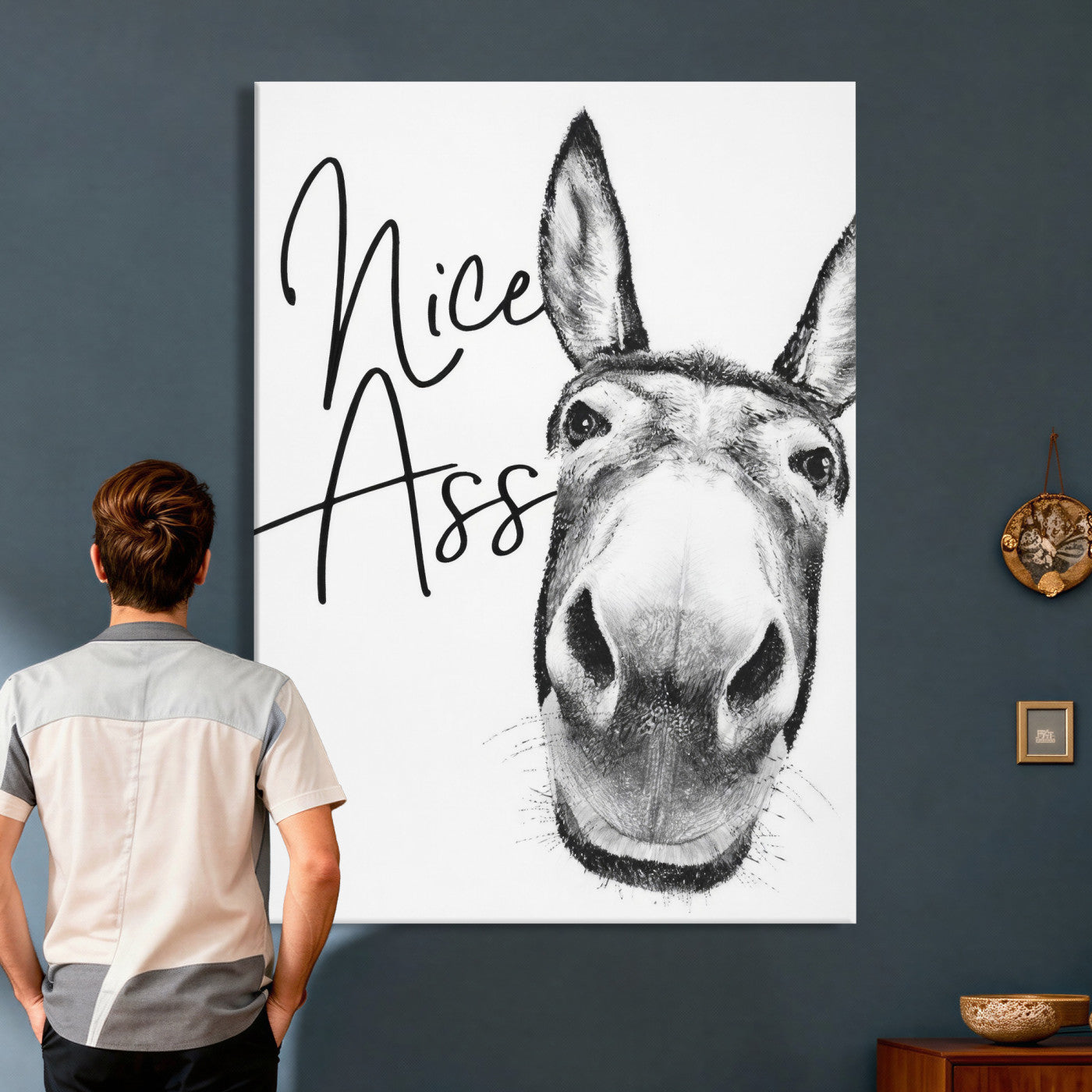56057354-MGV-CV-24X36 - Nice Ass Funny Canvas Wall Art for Bathroom Wall Decor Cute Danke Humor Decor, Quirky Farmhouse Bathroom Art, Cow Lover Gift