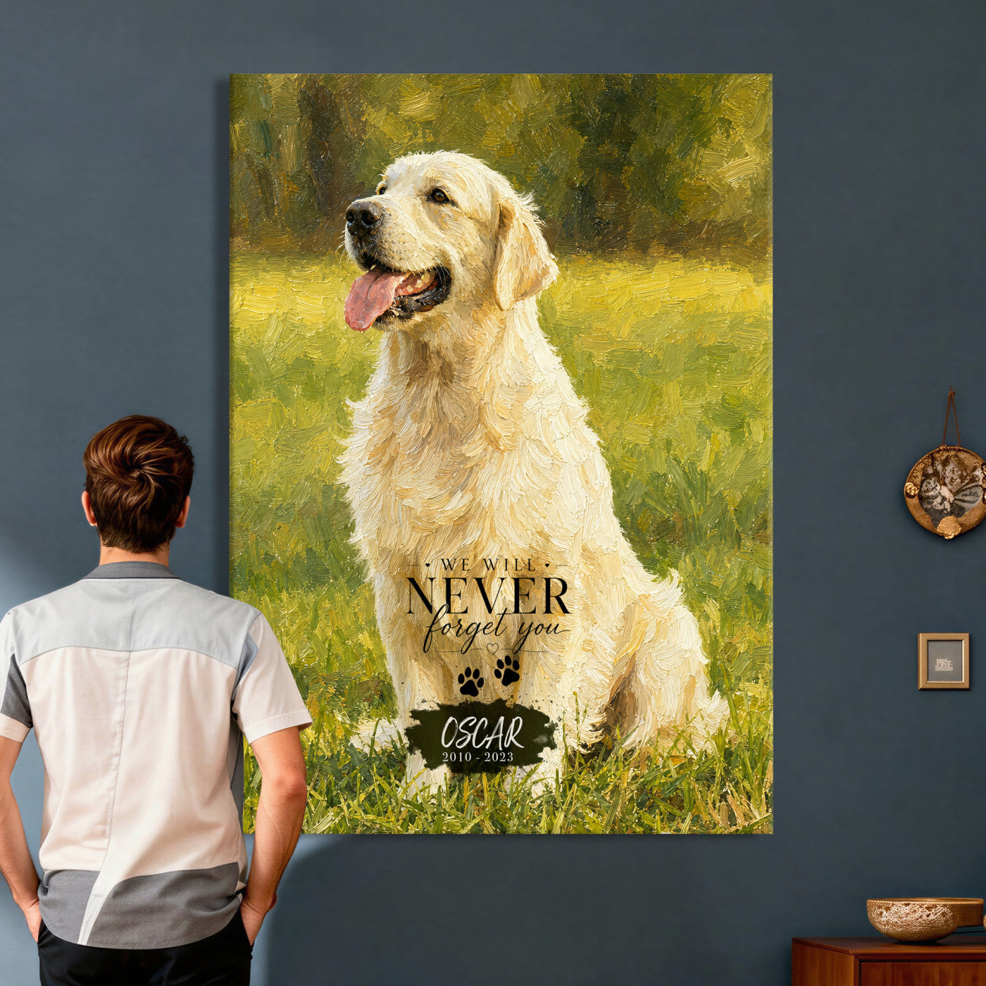 38460512V3-MGV-CV-24X36 - Pet Memorial Wall Art Canvas Print, Custom Dog Memorial Portrait, Personalized Angel Pet Loss Gift, Angel Wings Puppy Print