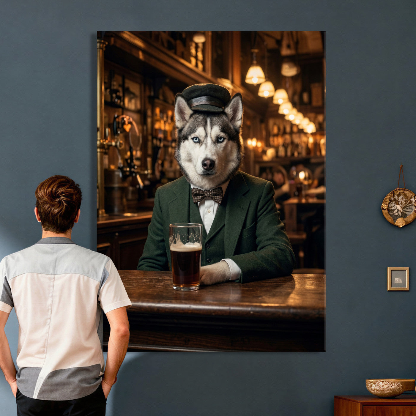 38460512H3-MGV-CV-24X36 - Custom Pet Portrait Canvas, Your Dog or Cat as a Dapper Human Character, Funny Personalized Animal Art