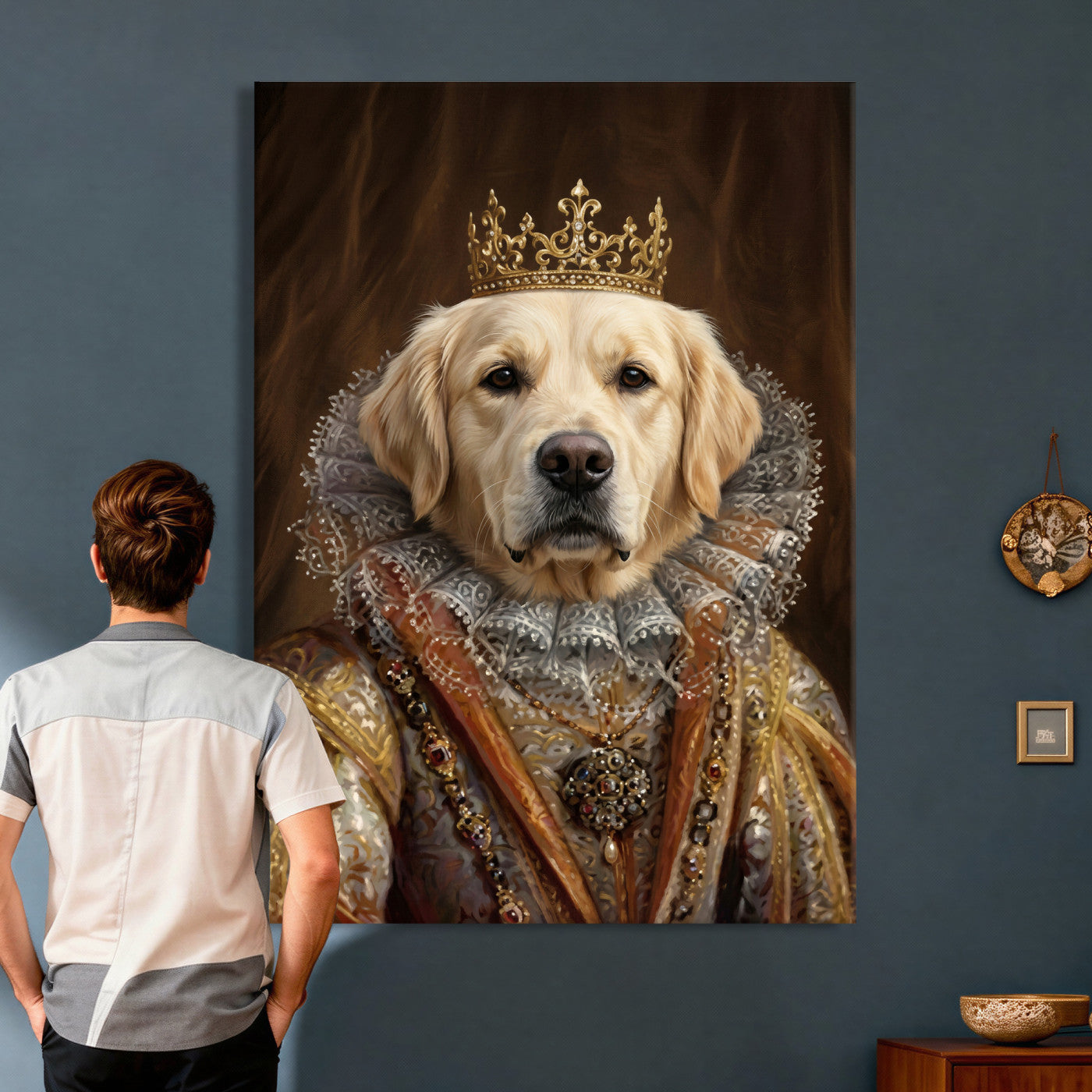 38460512L2-MGV-CV-24X36 - Custom Royal Pet Portrait Canvas, Your Dog or Cat as Queen King Aristocrat, Personalized Regal Animal Art