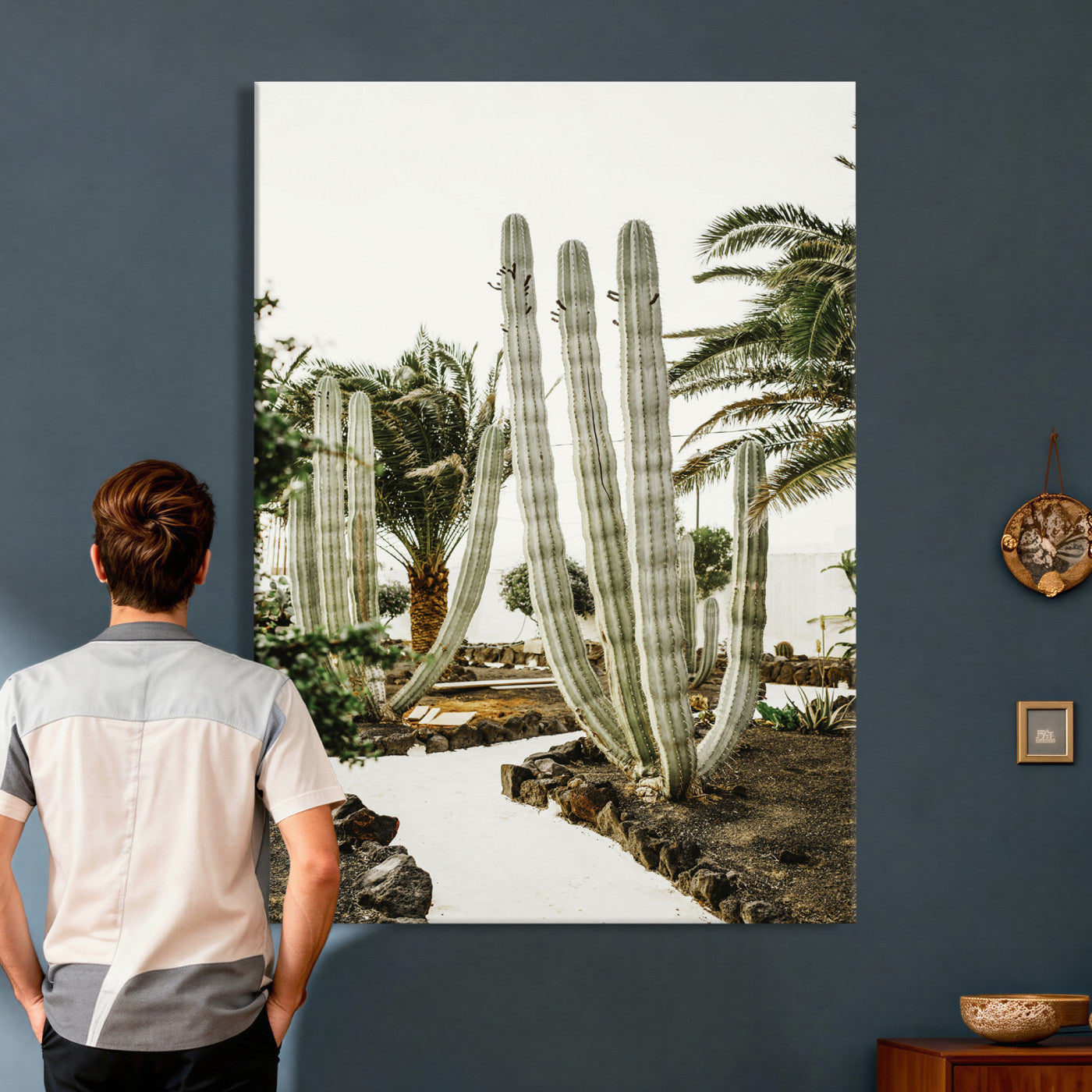 10167832-MGV-CV-24X36 - Cactus Garden Lanzarote Spain Wall Art Canvas Print - Cesar Manrique Desert Oasis Painting
