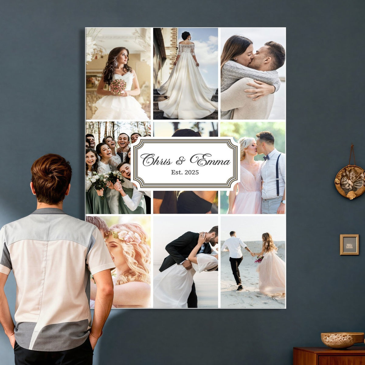 Personalized Wedding Photo Collage Canvas Print, Custom Couple Gift