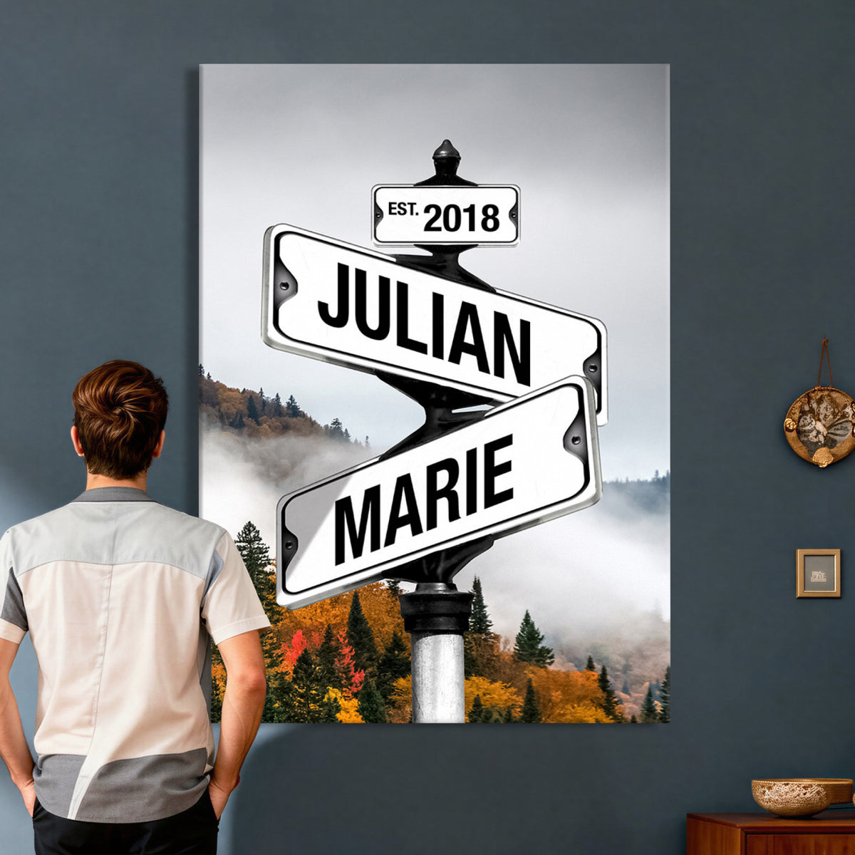 21375959-_Poster-30x20 - Personalized Street Sign Canvas Wall Art, Custom Family Names Signpost Print