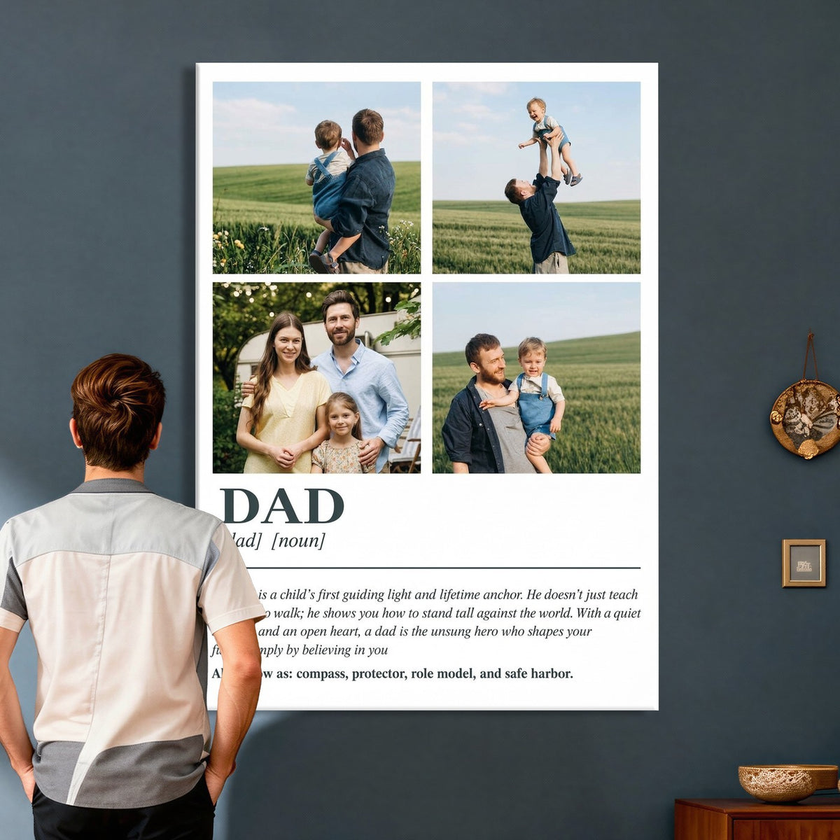 Fathers day photo collage canvas, personalized dad definition