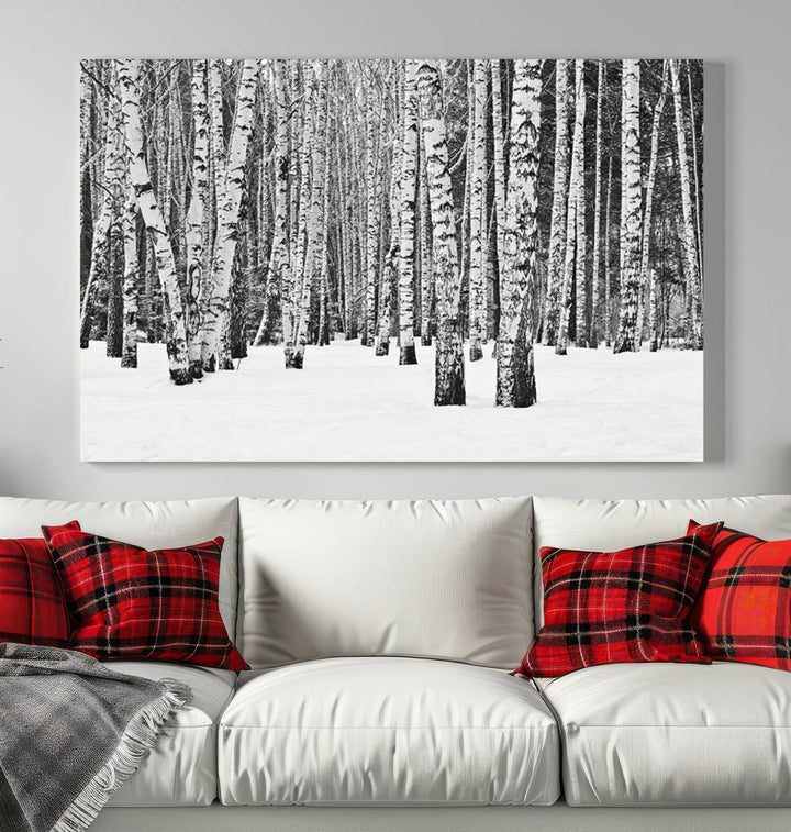 Wall Art Landscape Canvas Print Forest in Winter with Snowy Ground and Trees