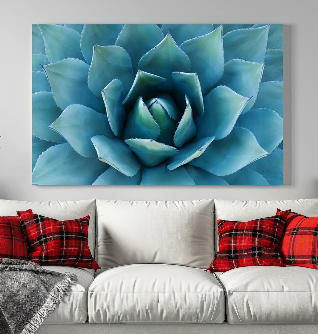 Large Succulent Wall Art Canvas | Vibrant Agave Plant Canvas Print for Living Room and Office Decor