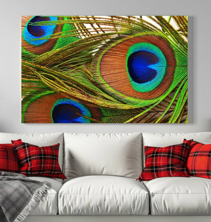 Wall Art Animal Canvas Print Triple Eyed Peacock Wing