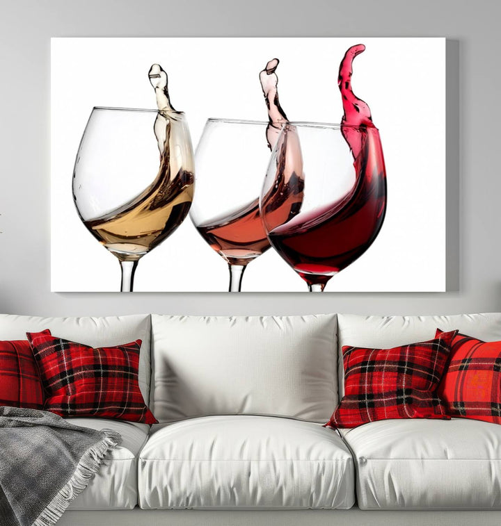 49896 - Lienzo decorativo para pared grande con vino abstracto en copas