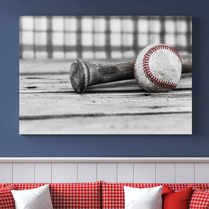 Impression d'art mural sur toile de baseball vintage